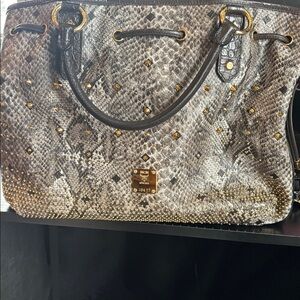 MCM limited edition Gray Snake Print Satchel with studs gorgeous